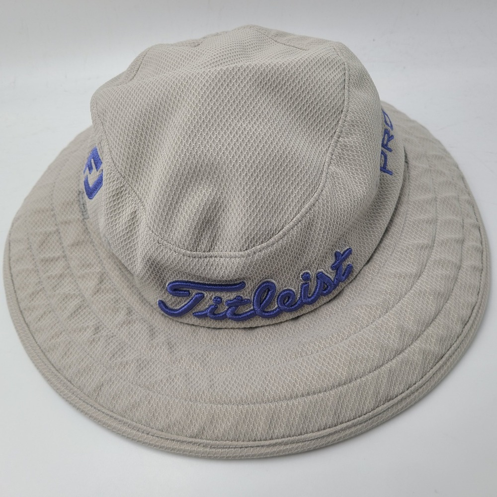 Titleist Hat Bucket Adjustable Gray Blue Pro V1 FJ FootJoy Golf Boonie Sun Men